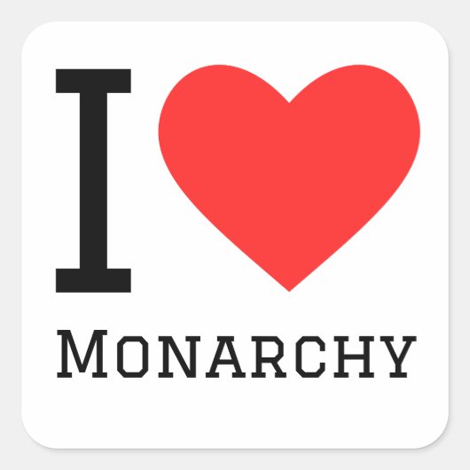 Sticker Carré J'aime la monarchie (Devant)