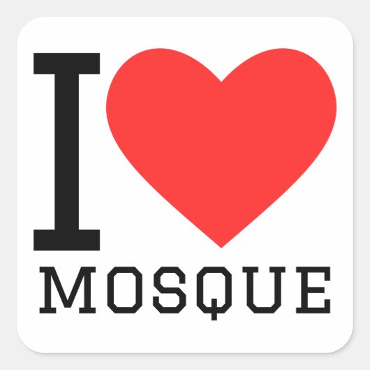 Sticker Carré J'aime la mosquée (Devant)