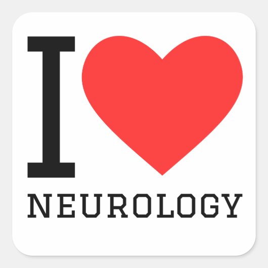 Sticker Carré J'aime la neurologie (Devant)