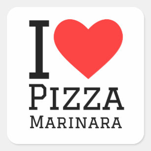 Sticker Carré J'aime la pizza marinara