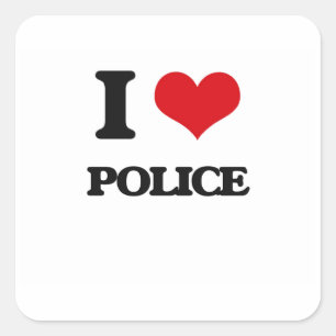 Sticker Carré J'aime la police