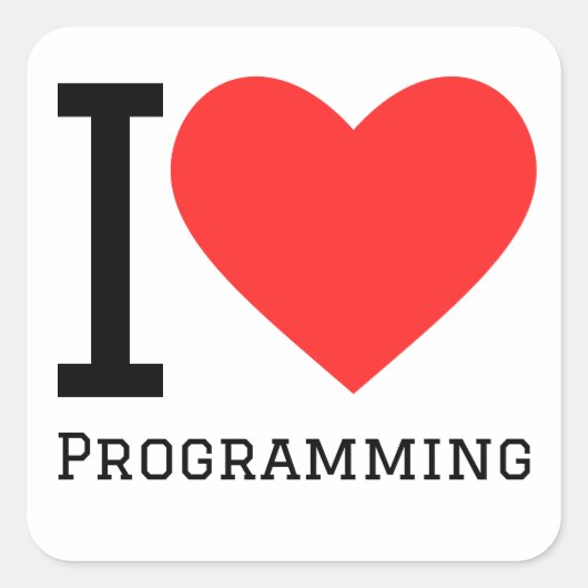 Sticker Carré J'aime la programmation (Devant)