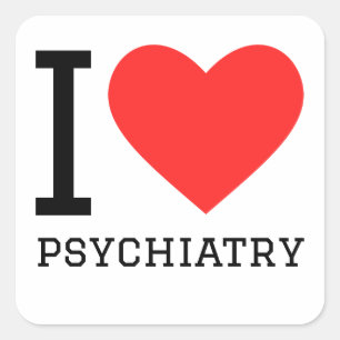 Sticker Carré J'aime la psychiatrie