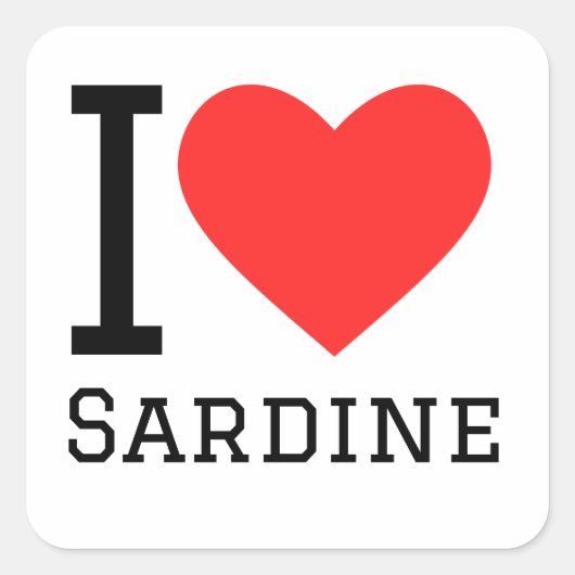 Sticker Carré J'aime la sardine (Devant)