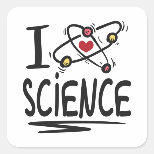 Sticker Carré J'aime la science (Devant)
