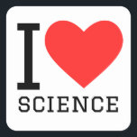 Sticker Carré J'aime la science<br><div class="desc">J'aime la science, pour les amateurs d'expériences</div>