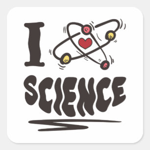 Sticker Carré J'aime la science