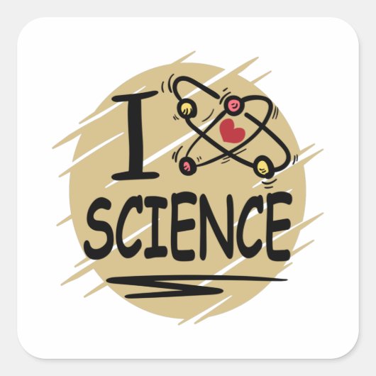Sticker Carré J'aime la science (Devant)