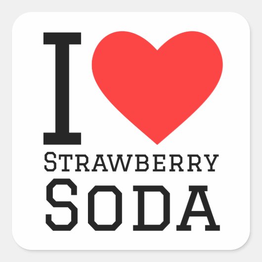 Sticker Carré J'aime la soda aux fraises (Devant)