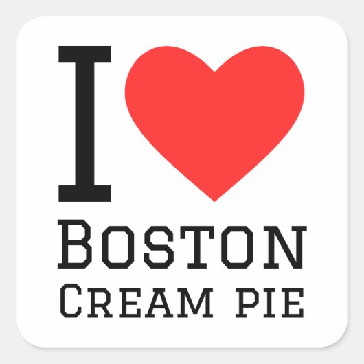 Sticker Carré J'aime la tarte à la crème Boston (Devant)