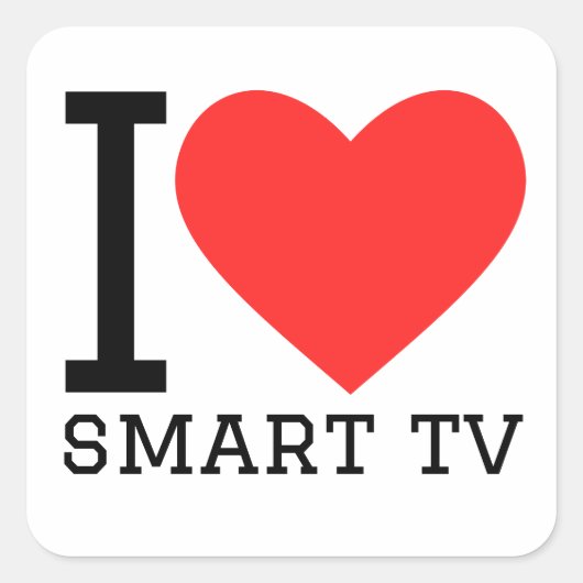 Sticker Carré J'aime la télévision intelligente (Devant)