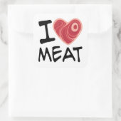 Sticker Carré J'aime la viande (Sac)
