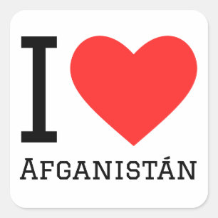 Sticker Carré J'aime l'Afghanistan