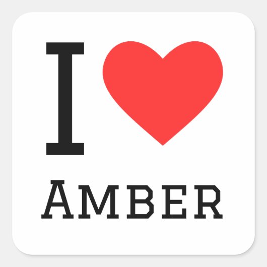 Sticker Carré J'aime l'ambre (Devant)