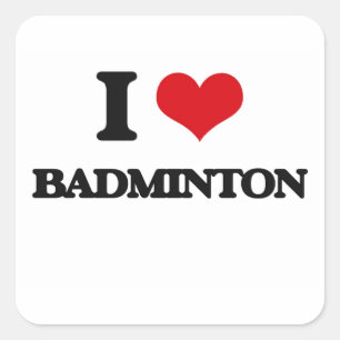 Sticker Carré J'aime le badminton
