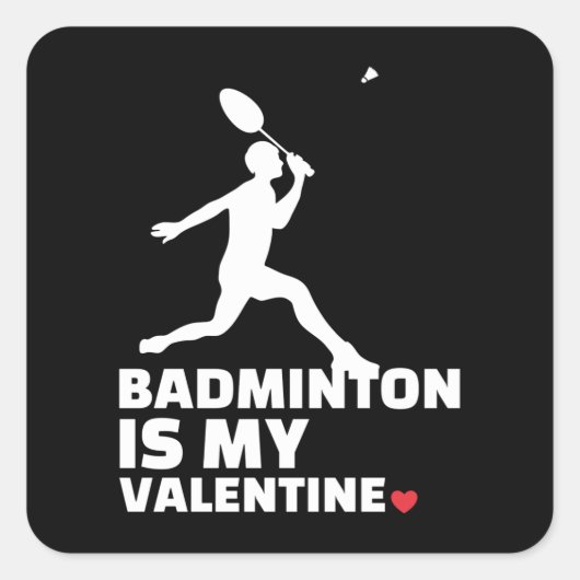 Sticker Carré J'aime le badminton Stylish blinton silhouette (Devant)