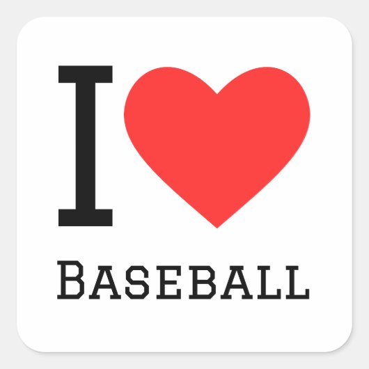Sticker Carré J'aime le baseball (Devant)