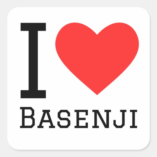 Sticker Carré J'aime le basenji (Devant)