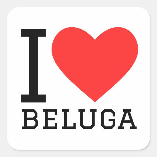 Sticker Carré J'aime le béluga (Devant)