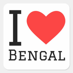 Sticker Carré J'aime le bengale