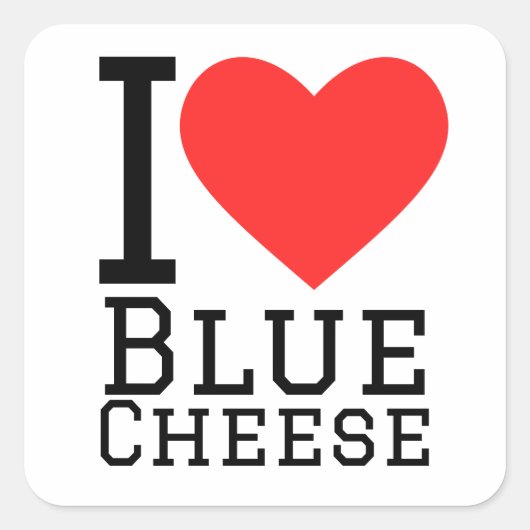 Sticker Carré J'aime le bleu du fromage (Devant)