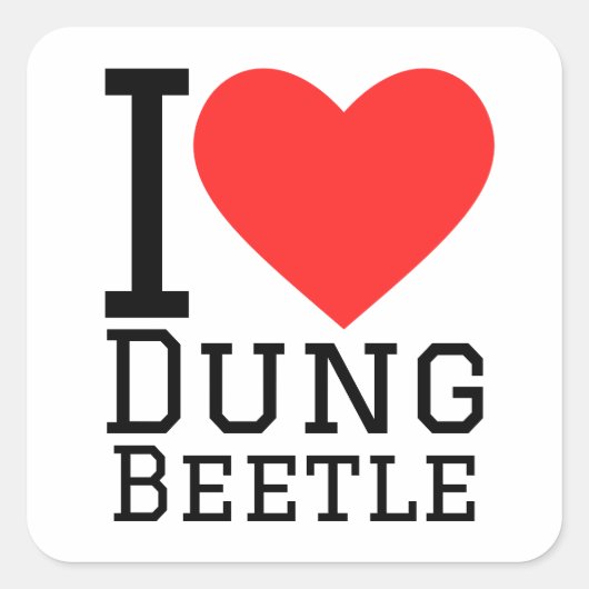 Sticker Carré J'aime le bousier (Devant)