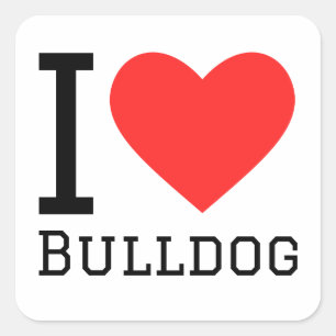 Sticker Carré J'aime le bulldog