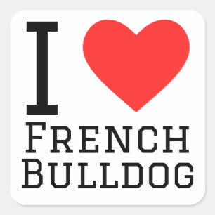 Sticker Carré J'aime le bulldog français