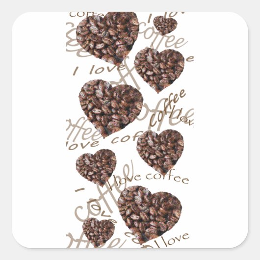Sticker Carré J'Aime Le Café ! ! (Devant)