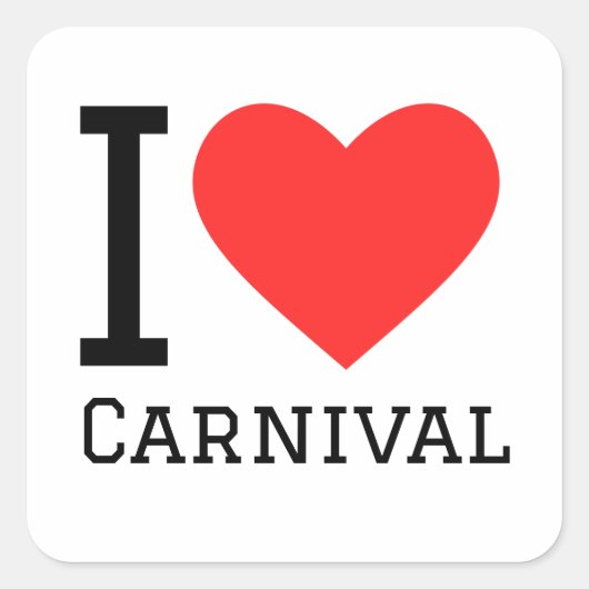 Sticker Carré j'aime le carnaval (Devant)