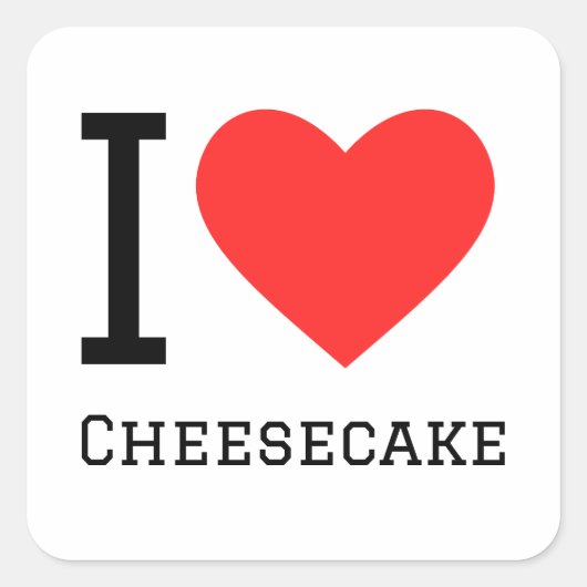 Sticker Carré J'aime le cheesecake (Devant)