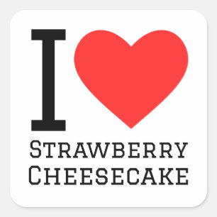 Sticker Carré J'aime le cheesecake aux fraises