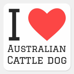 Sticker Carré J'aime le chien de bétail australien