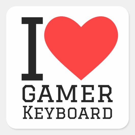 Sticker Carré J'aime le clavier de gamer (Devant)