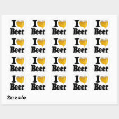 Sticker Carré J'aime le coeur de la bière (Feuille)