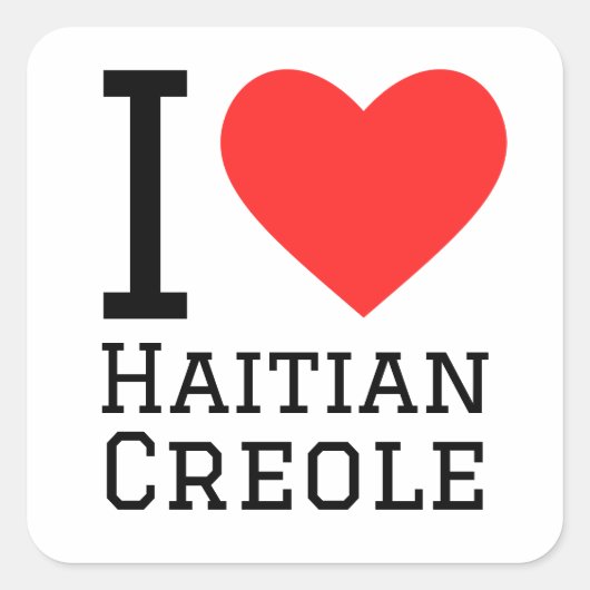 Sticker Carré J'aime le créole haïtien (Devant)