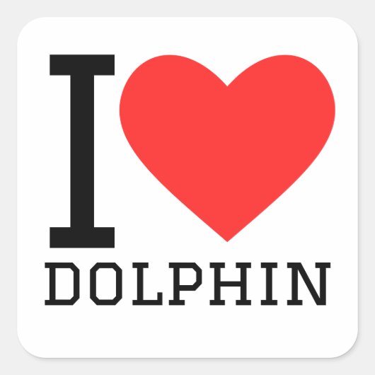 Sticker Carré J'aime le dauphin (Devant)