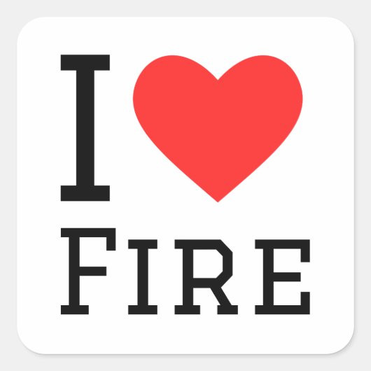 Sticker Carré J'aime le feu (Devant)