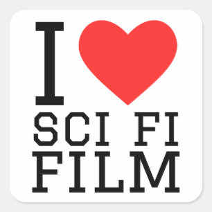 Sticker Carré J'aime le film de science fi