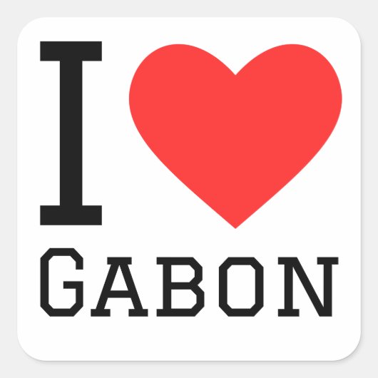 Sticker Carré J'aime le gabon (Devant)
