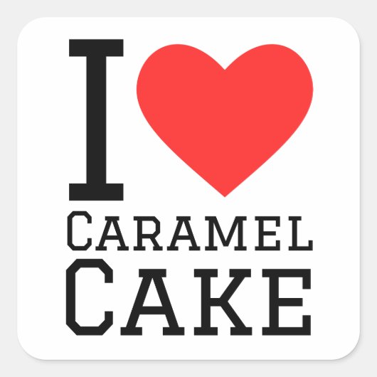 Sticker Carré J'aime le gâteau au caramel (Devant)