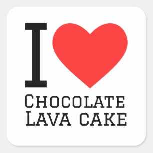Sticker Carré J'aime le gâteau de lave au chocolat