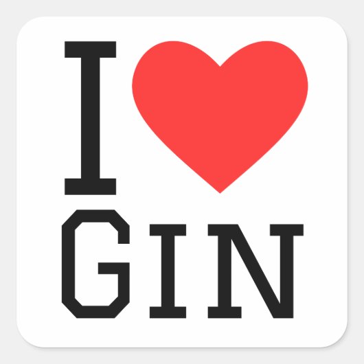 Sticker Carré J'aime le gin (Devant)