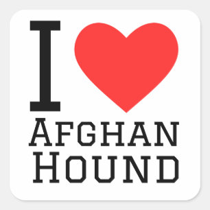 Sticker Carré J'aime le hound afghan