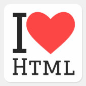 Sticker Carré J'aime le html (Devant)