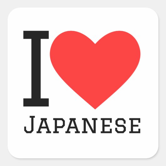 Sticker Carré J'aime le japonais (Devant)