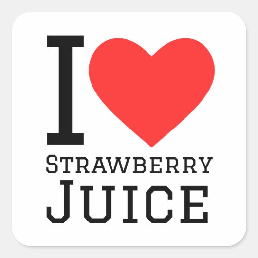 Sticker Carré J'aime le jus de fraise (Devant)