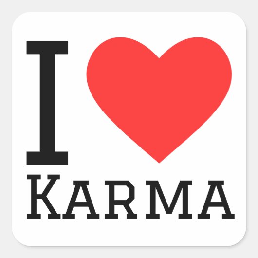 Sticker Carré J'aime le karma (Devant)