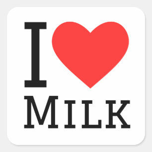 Sticker Carré J'aime le lait
