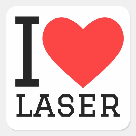 Sticker Carré J'aime le laser (Devant)